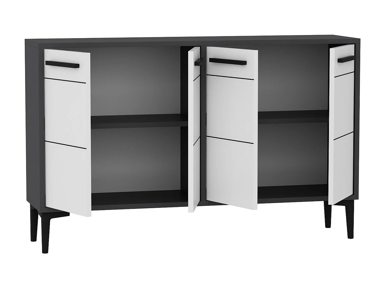 Komoda RTV – 120 cm x 30 cm x 75 cm – Antracyt i biel – Płyta wiórowa pokryta melaminą