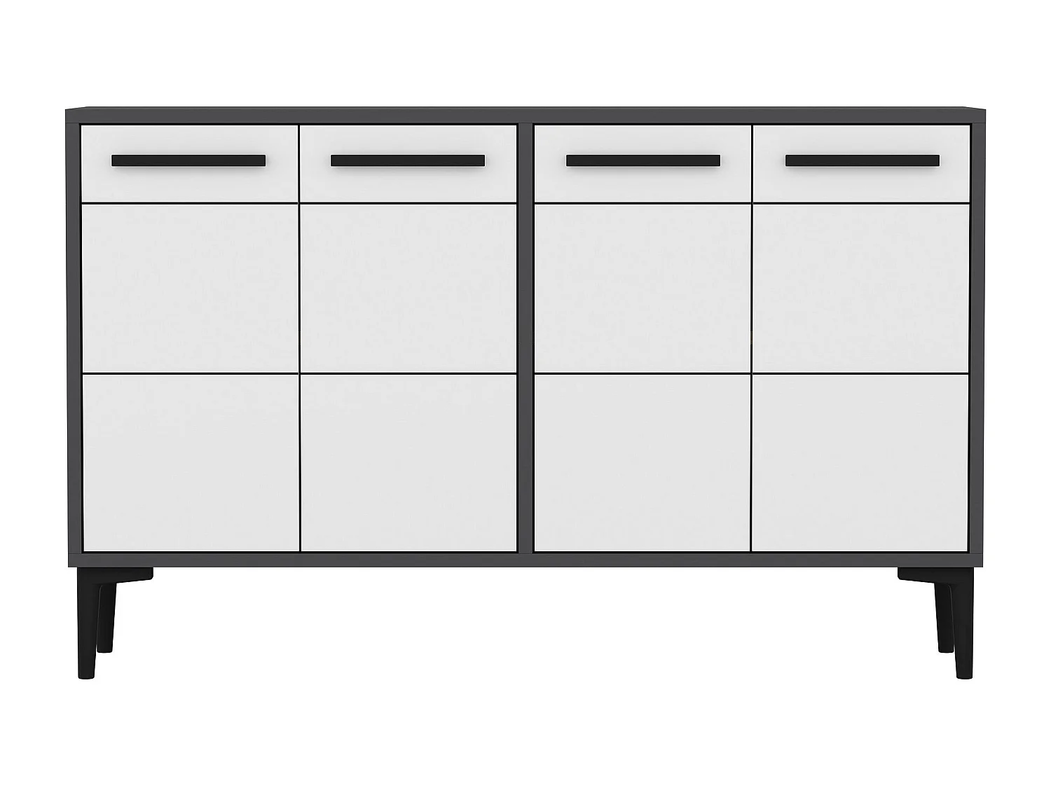Komoda RTV – 120 cm x 30 cm x 75 cm – Antracyt i biel – Płyta wiórowa pokryta melaminą
