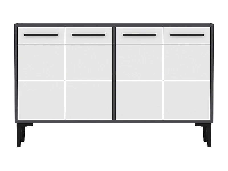 Komoda RTV – 120 cm x 30 cm x 75 cm – Antracyt i biel – Płyta wiórowa pokryta melaminą