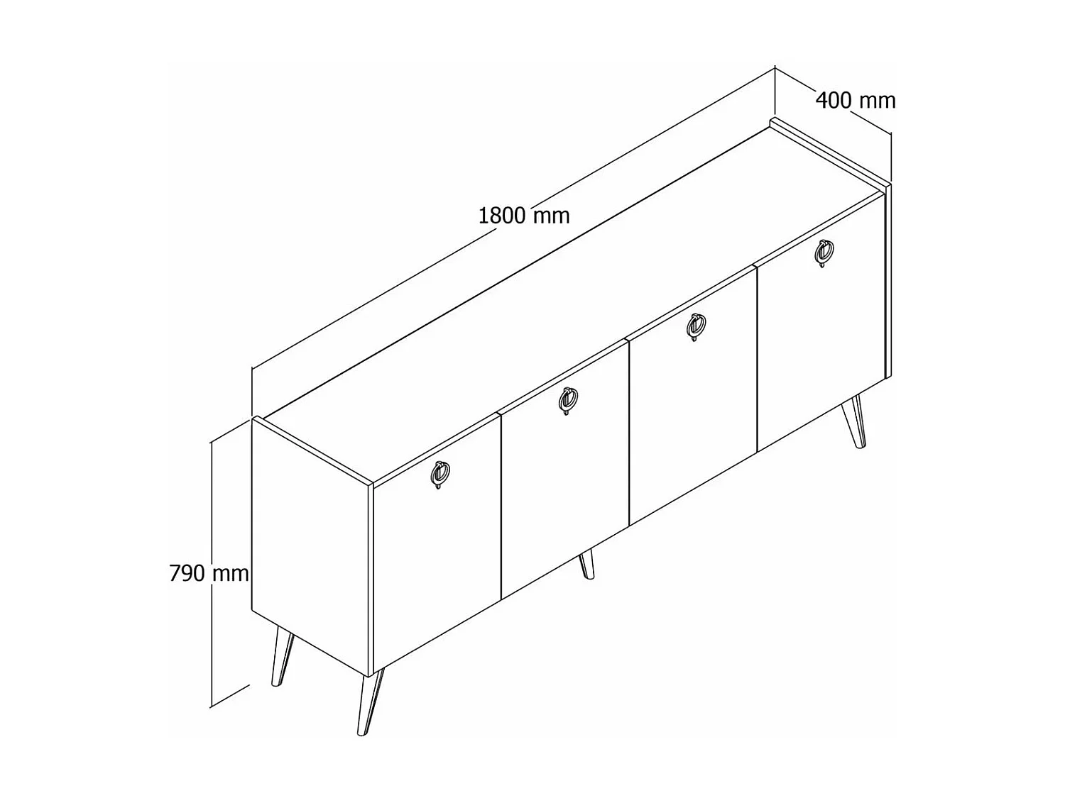 Buffet – 180 cm x 79 cm x 40 cm – Blanc – Aggloméré revêtu de mélamine