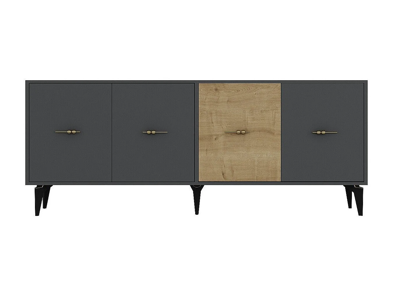 Komoda z płyty wiórowej pokrytej melaminą – 180 cm x 82,6 cm x 35 cm – antracyt i dąb szafirowy