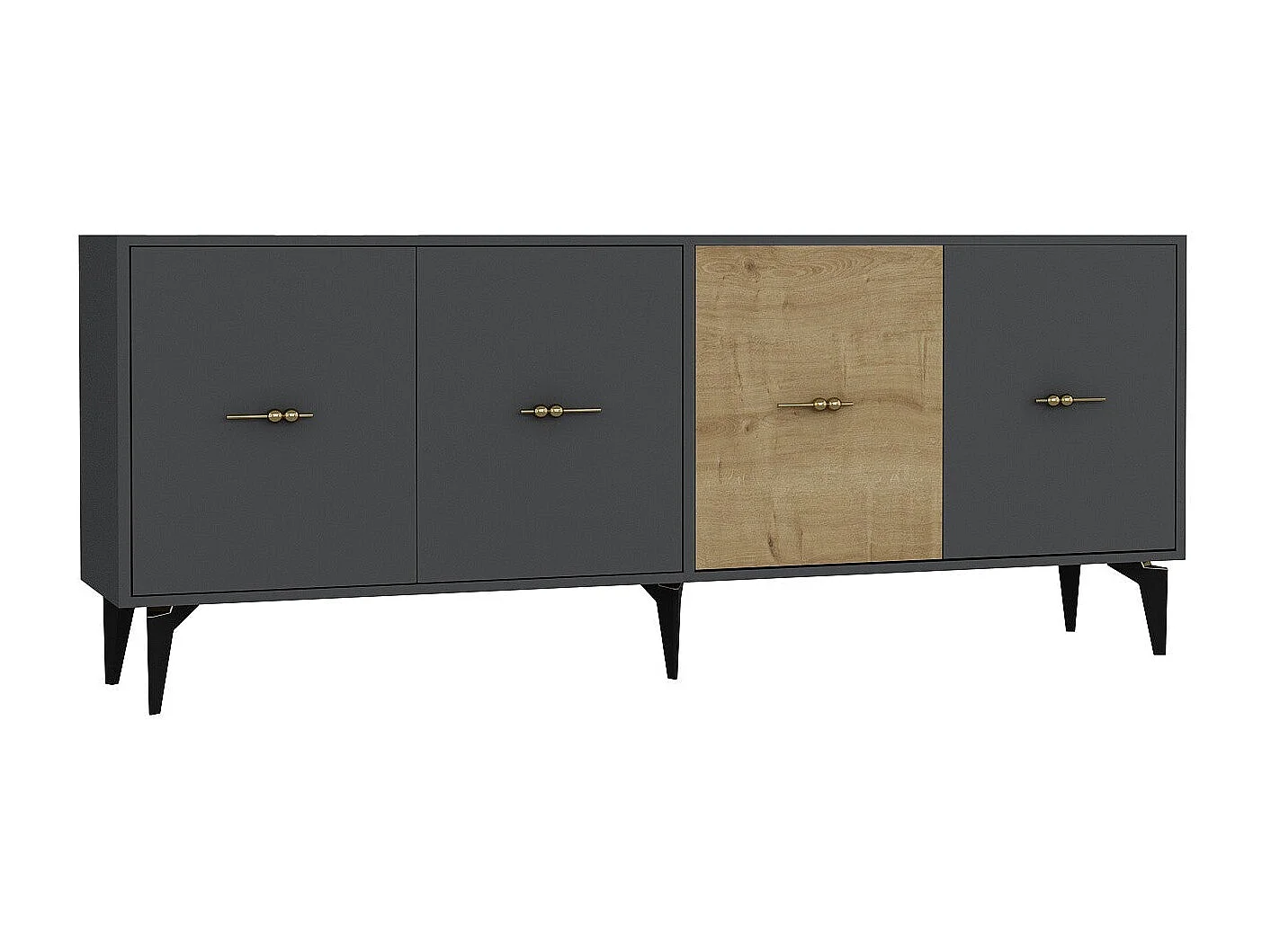 Komoda z płyty wiórowej pokrytej melaminą – 180 cm x 82,6 cm x 35 cm – antracyt i dąb szafirowy