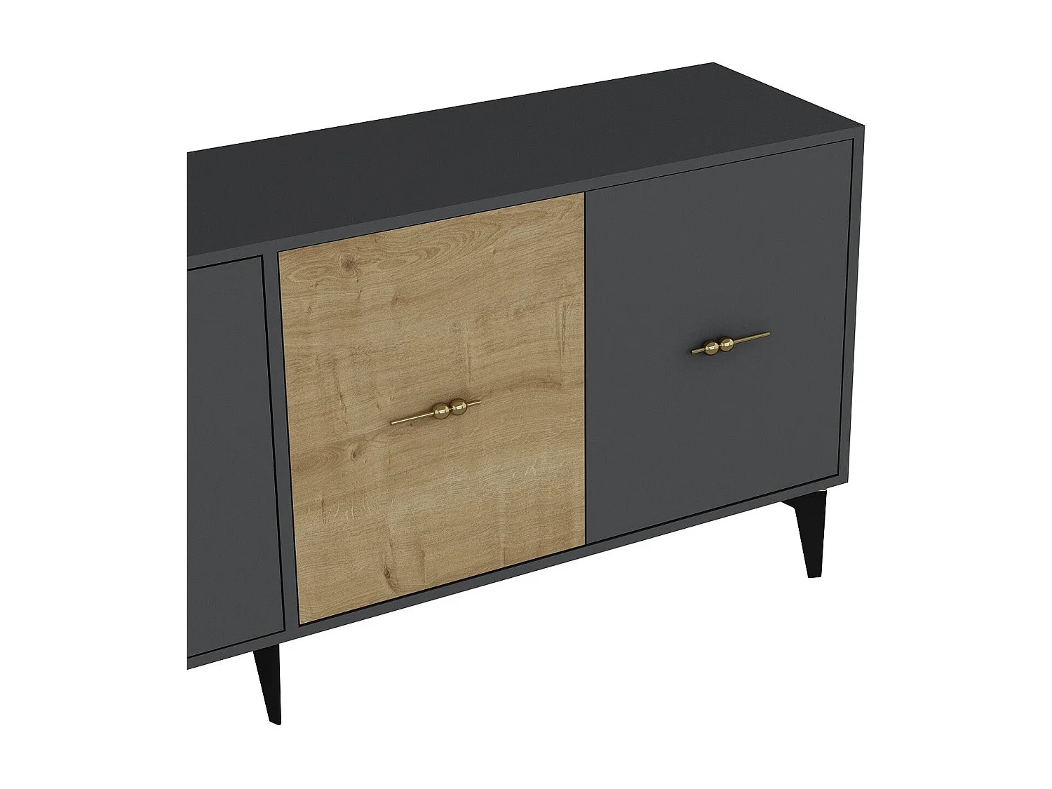 Komoda z płyty wiórowej pokrytej melaminą – 180 cm x 82,6 cm x 35 cm – antracyt i dąb szafirowy