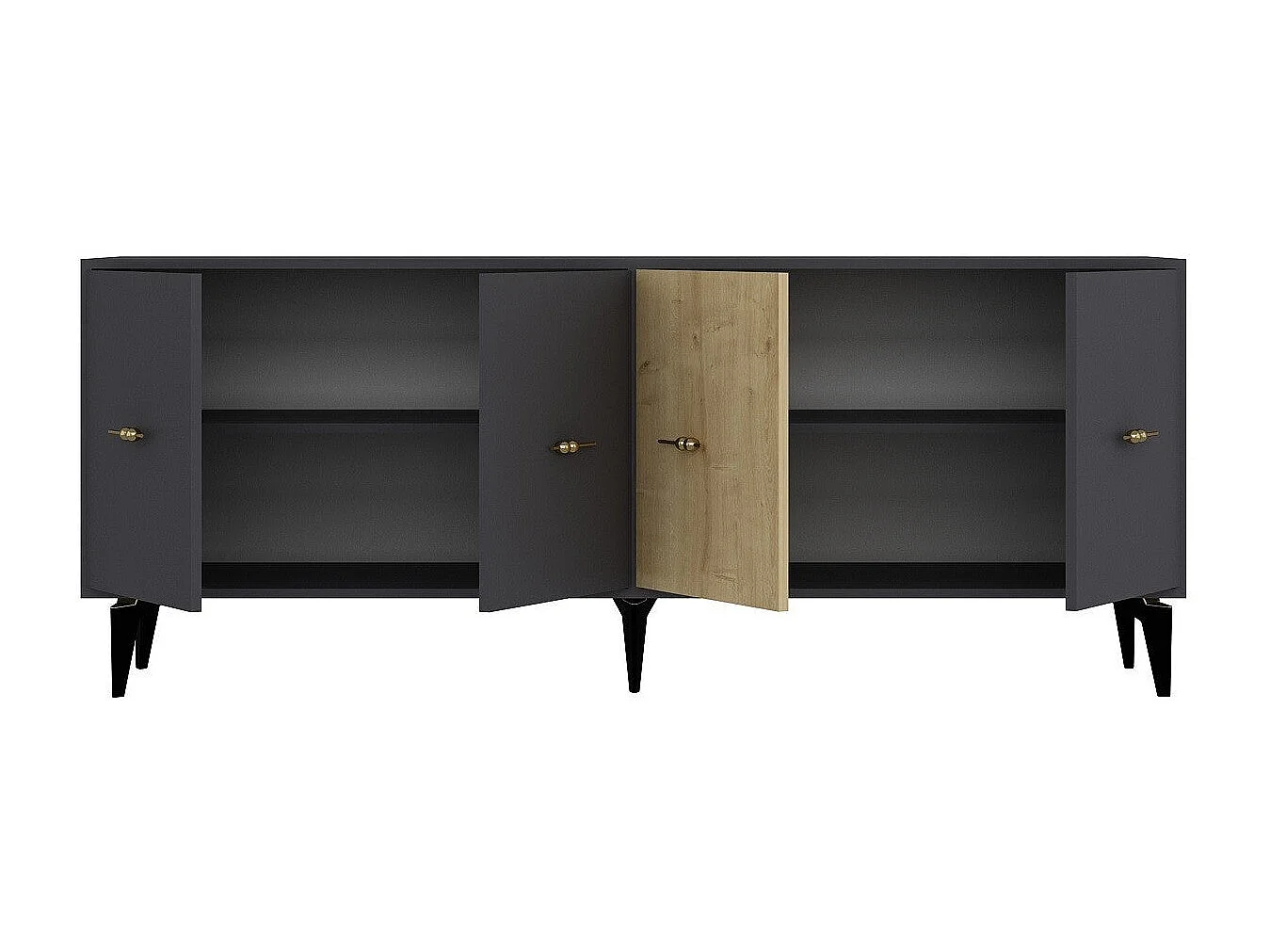 Komoda z płyty wiórowej pokrytej melaminą – 180 cm x 82,6 cm x 35 cm – antracyt i dąb szafirowy