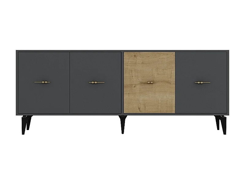 Komoda z płyty wiórowej pokrytej melaminą – 180 cm x 82,6 cm x 35 cm – antracyt i dąb szafirowy