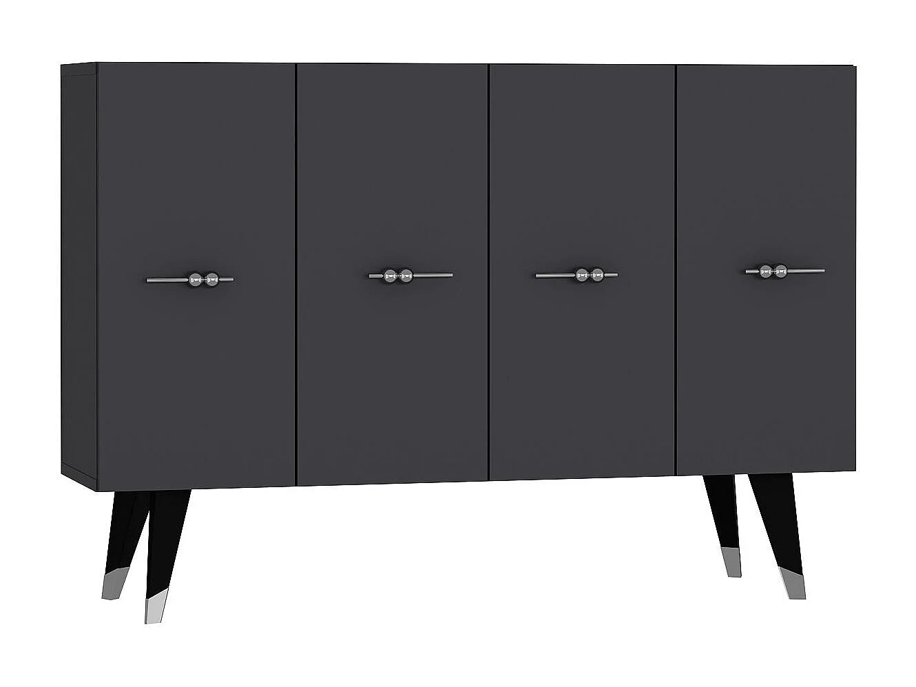 Buffet – 120 cm x 80 cm x 29,6 cm – Argent et Anthracite – Panneau de particules mélaminé
