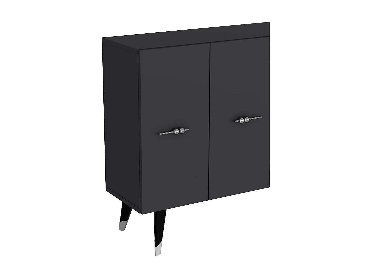 Buffet – 120 cm x 80 cm x 29,6 cm – Argent et Anthracite – Panneau de particules mélaminé