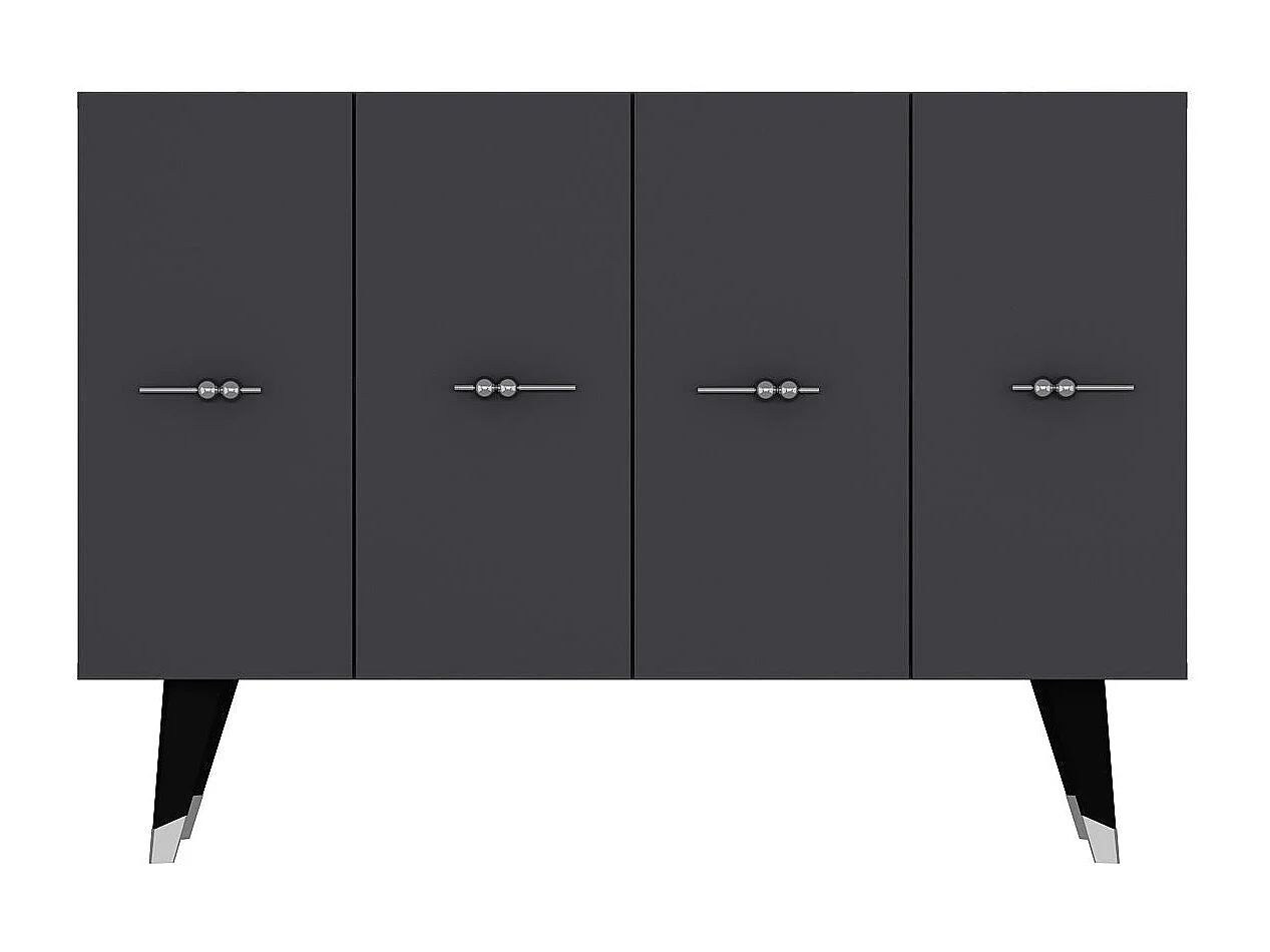 Buffet – 120 cm x 80 cm x 29,6 cm – Argent et Anthracite – Panneau de particules mélaminé