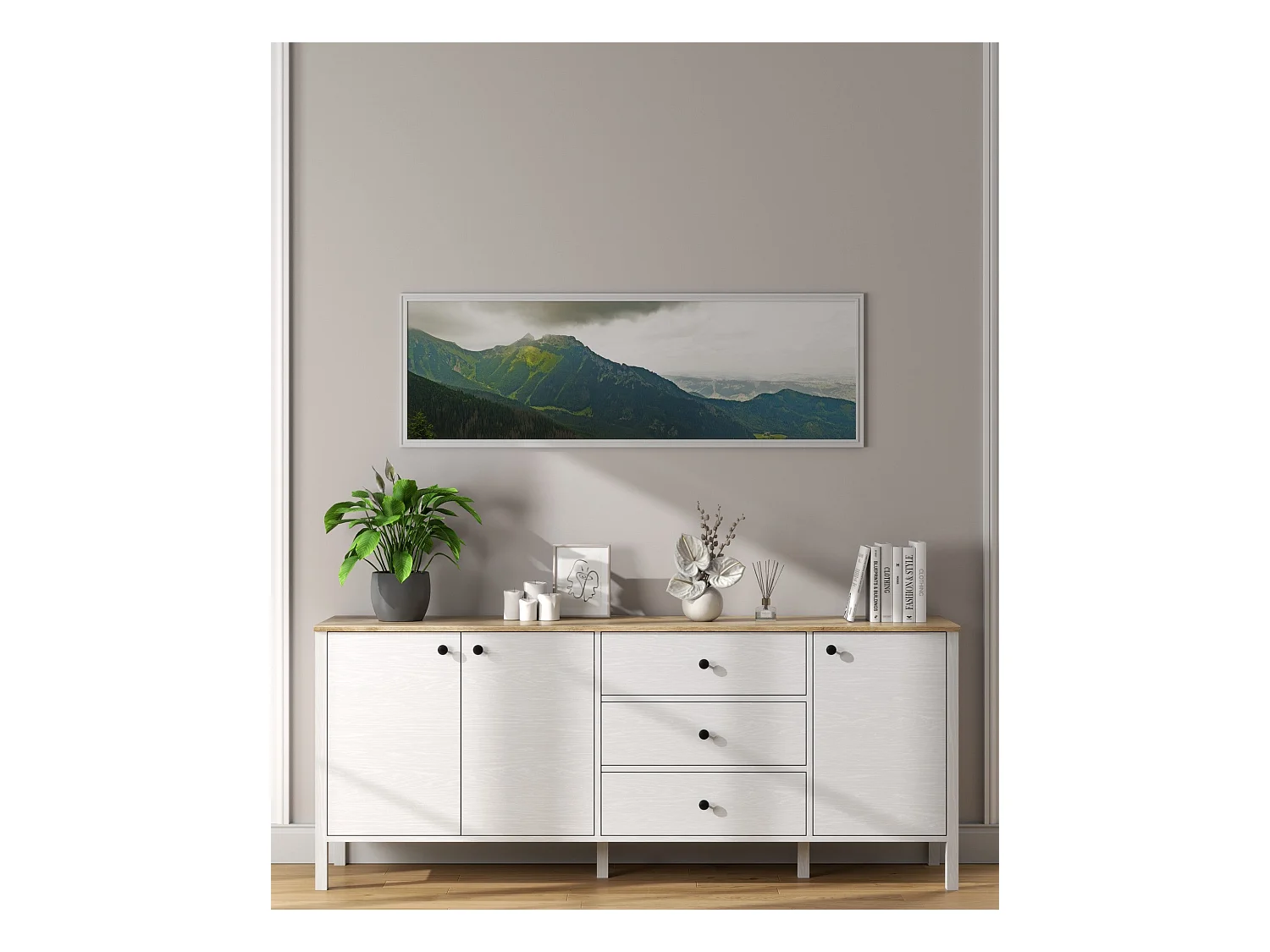 Buffet en bois – 200 cm x 82 cm x 44 cm – Blanc