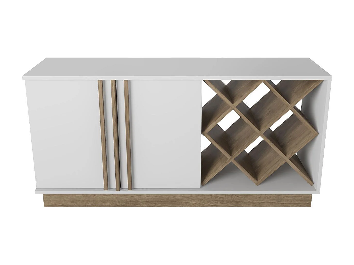 Buffet – 148 cm x 70 cm x 40 cm – Blanc et Noyer – MDF