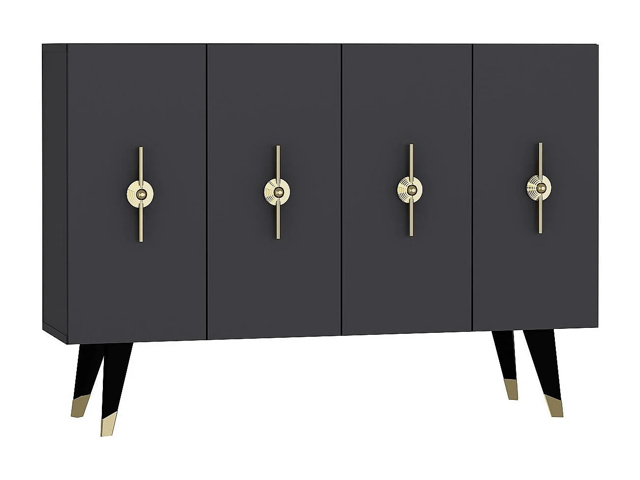 Buffet – 120 cm x 80 cm x 29,6 cm – Or et Anthracite – Panneau de particules mélaminé