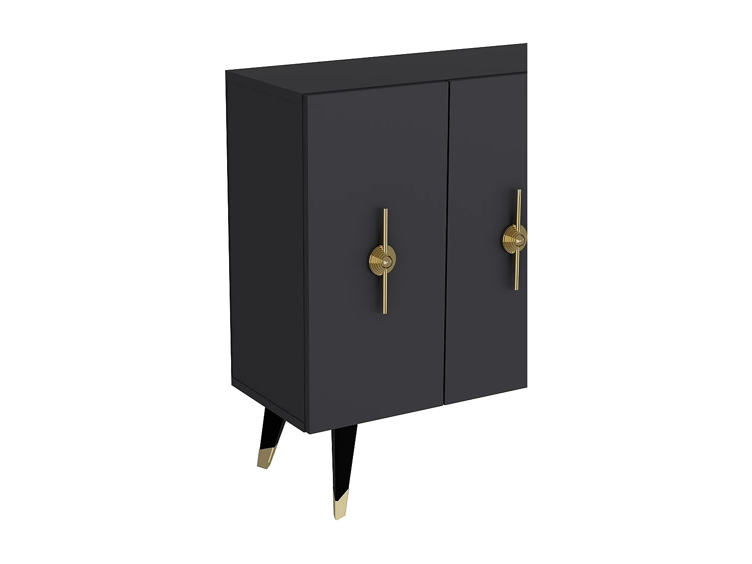 Buffet – 120 cm x 80 cm x 29,6 cm – Or et Anthracite – Panneau de particules mélaminé