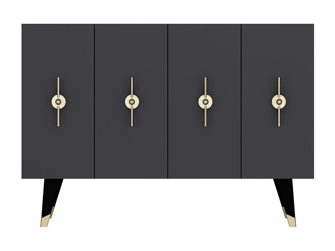 Buffet – 120 cm x 80 cm x 29,6 cm – Or et Anthracite – Panneau de particules mélaminé