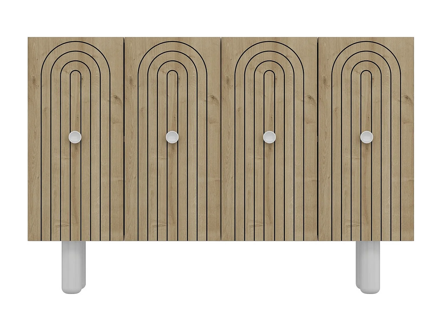 Dressoir – 120 cm x 75 cm x 29,6 cm – Wit en saffier eiken – Melamine gecoate spaanplaat