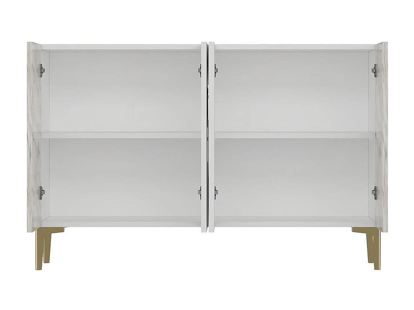 Dressoir – 120 cm x 75 cm x 29,6 cm – Wit, Ephesus-marmer, goud – spaanplaat