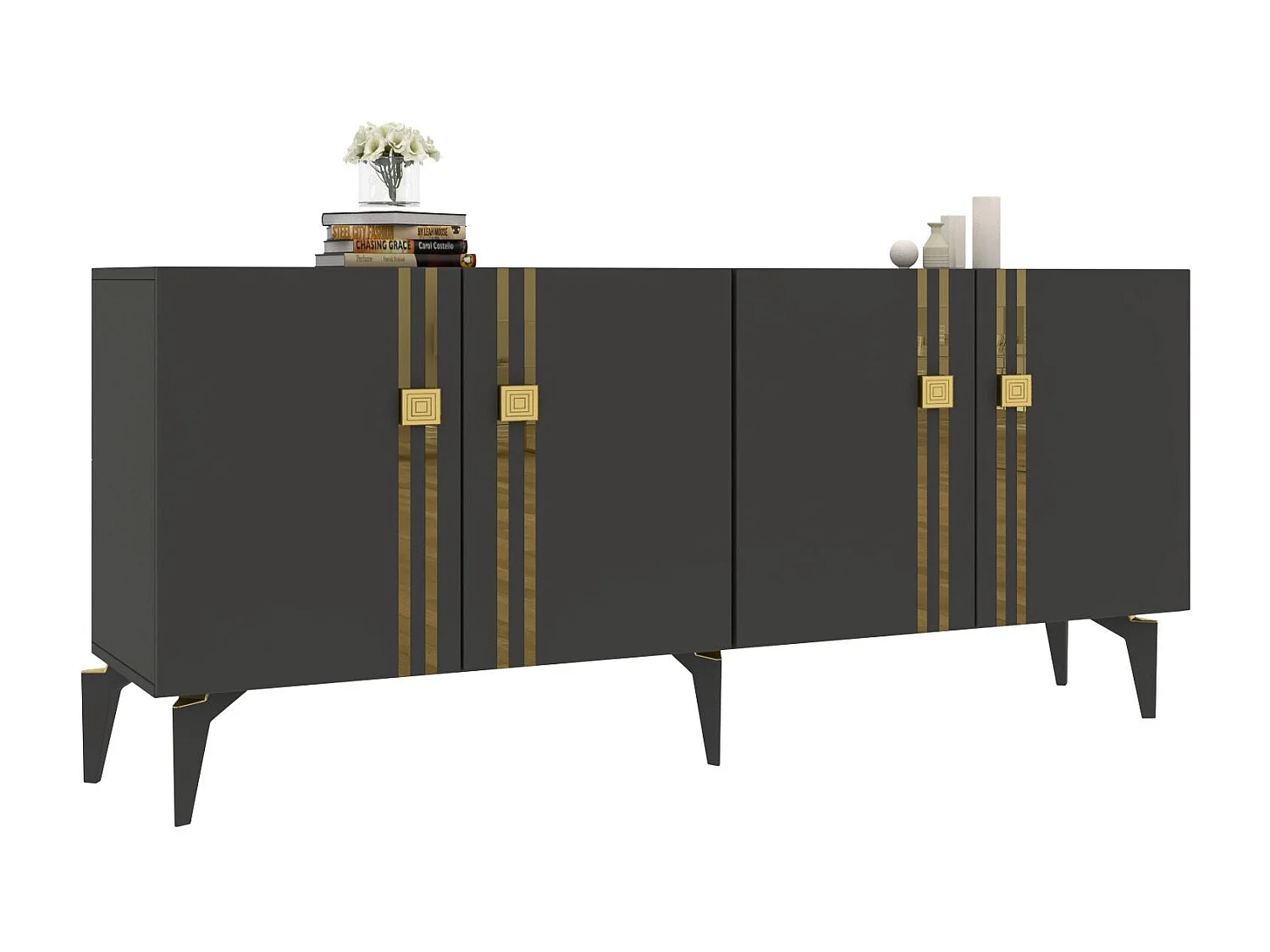 Komoda – 150 cm x 80 cm x 35 cm – Antracyt – Płyta wiórowa pokryta melaminą