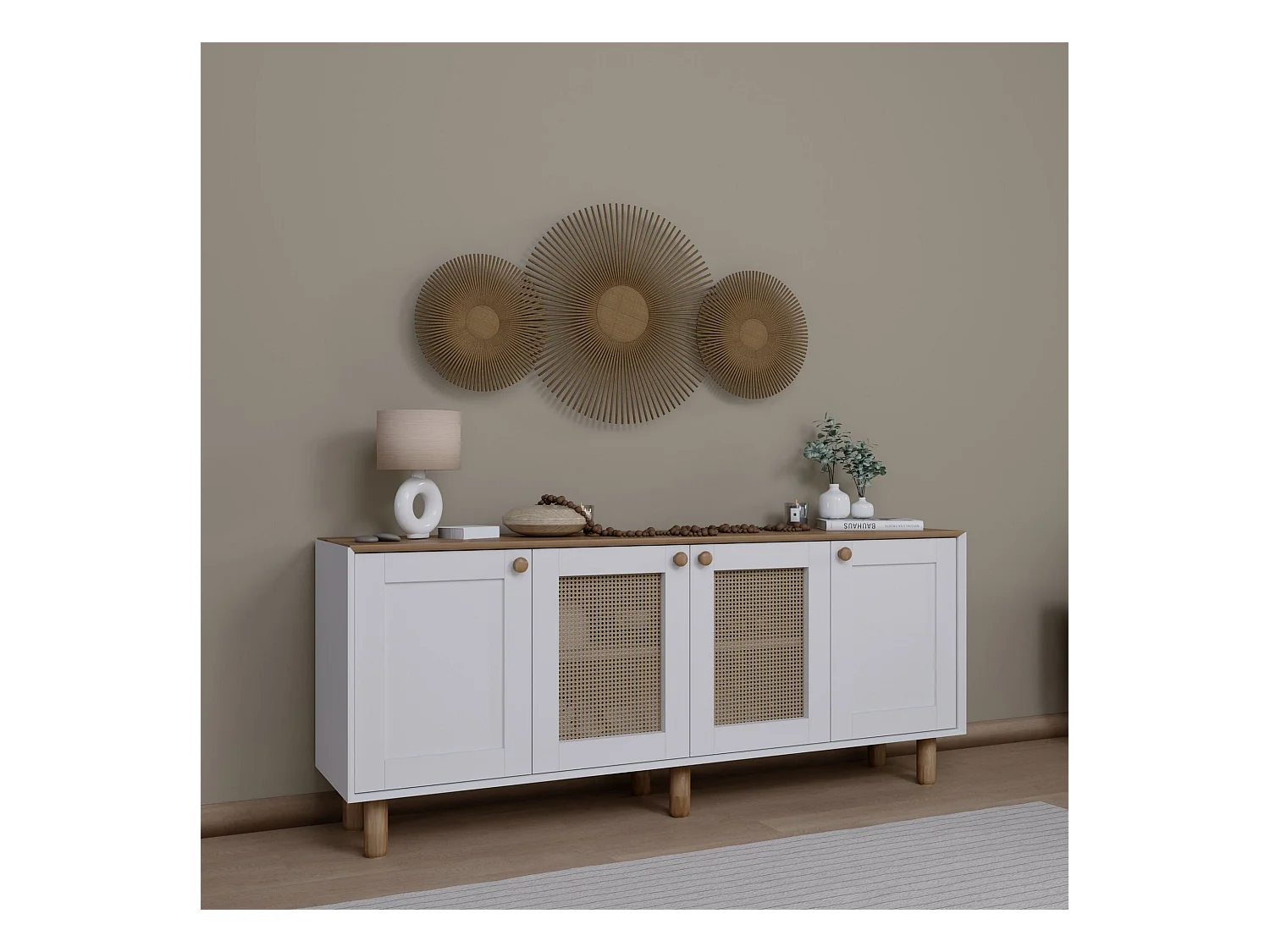 Buffet – 180 cm x 75 cm x 40 cm – Noyer clair – Aggloméré