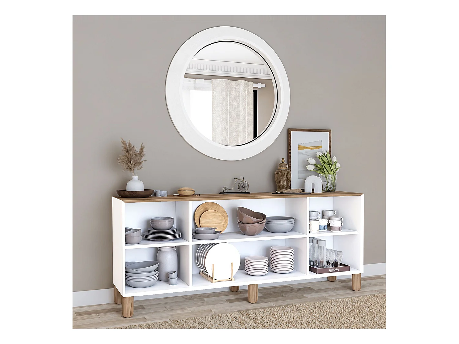 Buffet – 180 cm x 75 cm x 40 cm – Noyer clair – Aggloméré