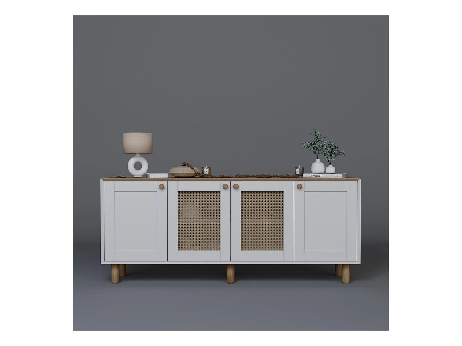 Buffet – 180 cm x 75 cm x 40 cm – Noyer clair – Aggloméré