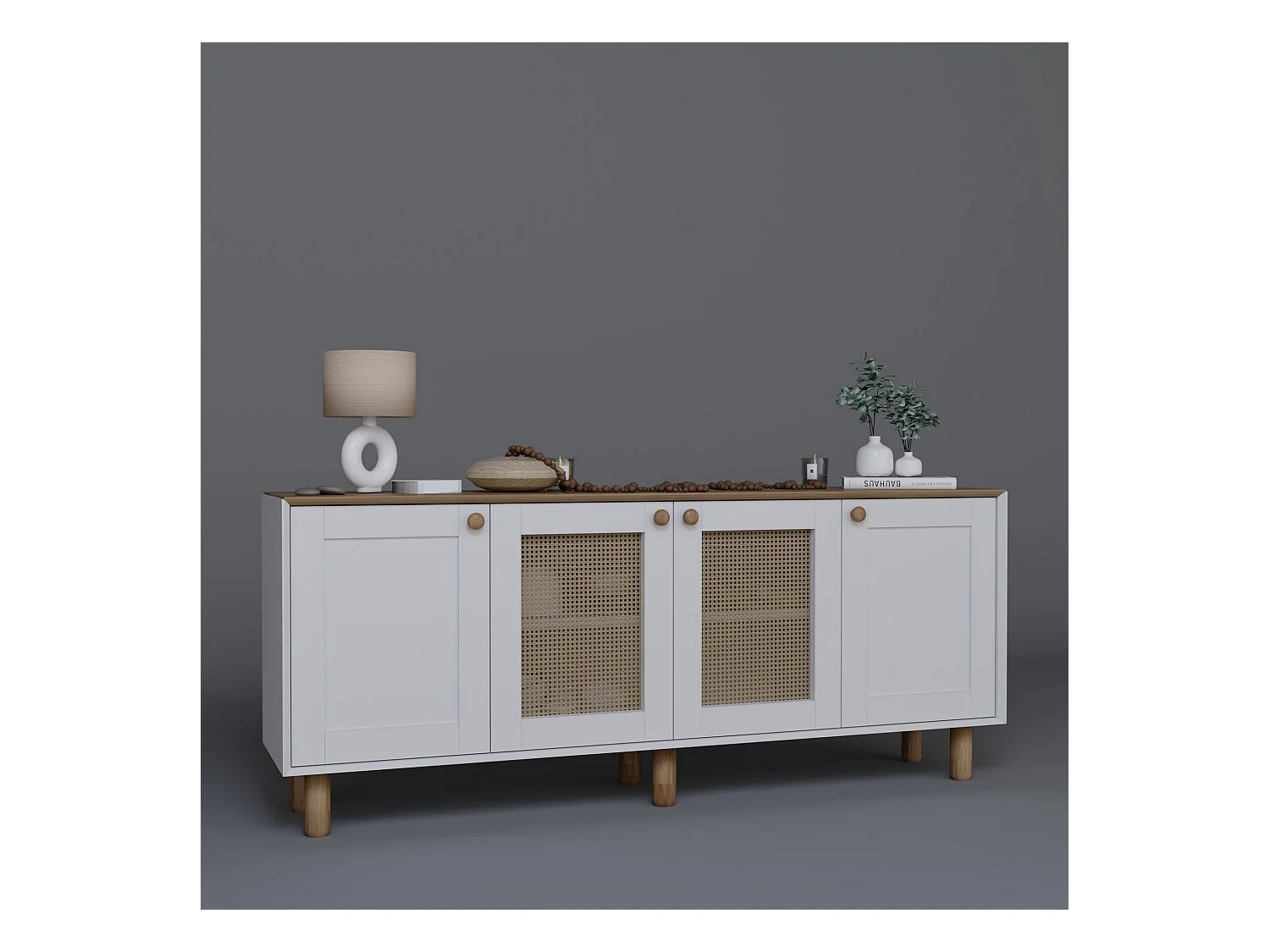Buffet – 180 cm x 75 cm x 40 cm – Noyer clair – Aggloméré