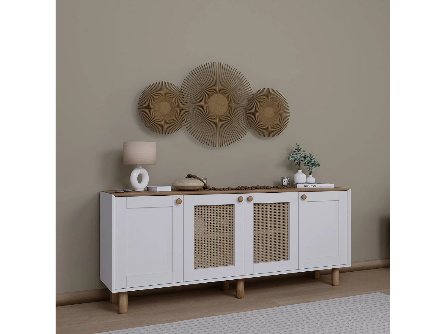 Buffet – 180 cm x 75 cm x 40 cm – Noyer clair – Aggloméré