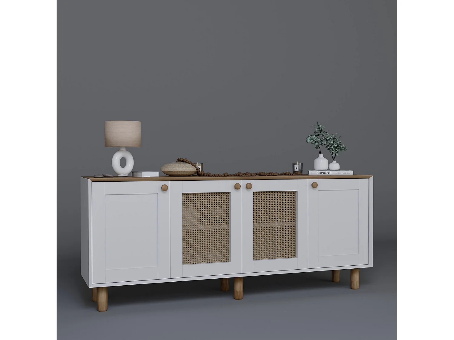 Buffet – 180 cm x 75 cm x 40 cm – Noyer clair – Aggloméré