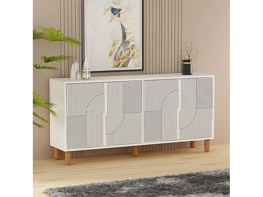 Komoda – 150 cm x 73 cm x 36 cm – Biała – Płyta wiórowa