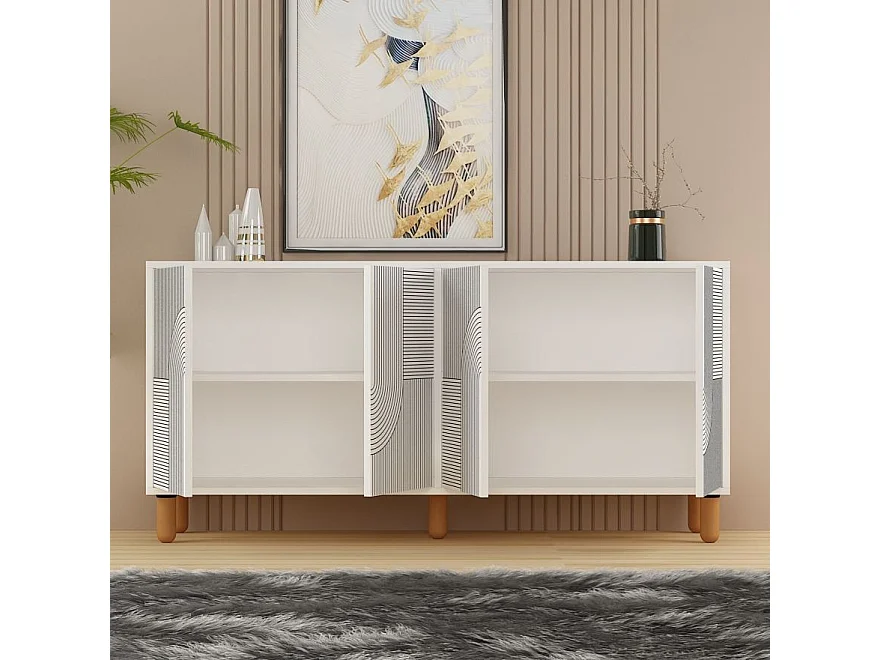 Komoda – 150 cm x 73 cm x 36 cm – Biała – Płyta wiórowa