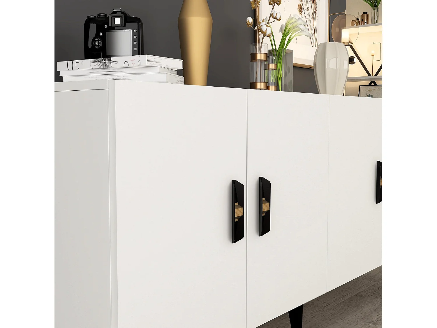 Buffet – 150 cm x 79 cm x 40 cm – Blanc – Panneaux de particules