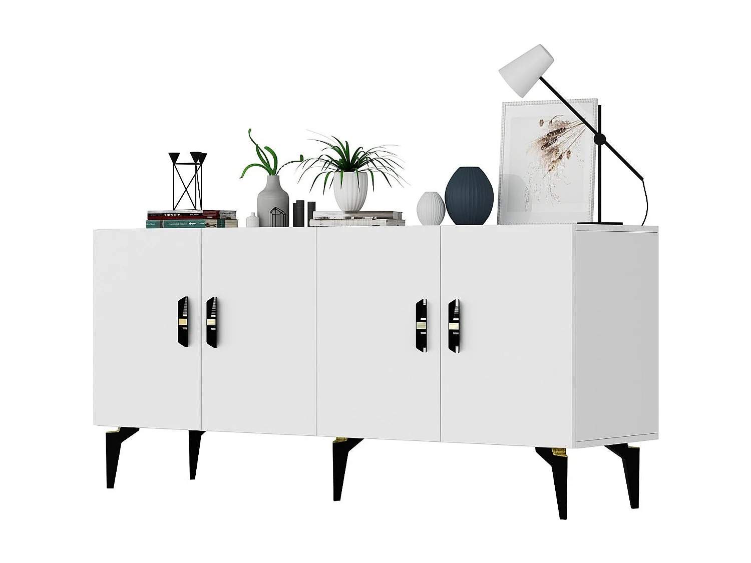 Buffet – 150 cm x 79 cm x 40 cm – Blanc – Panneaux de particules