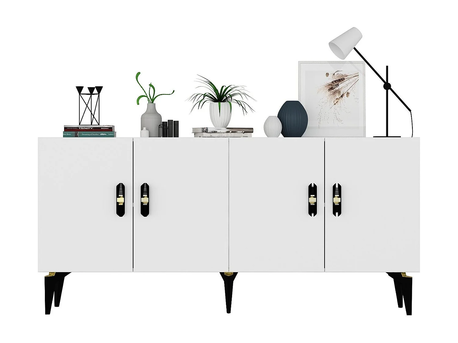 Buffet – 150 cm x 79 cm x 40 cm – Blanc – Panneaux de particules