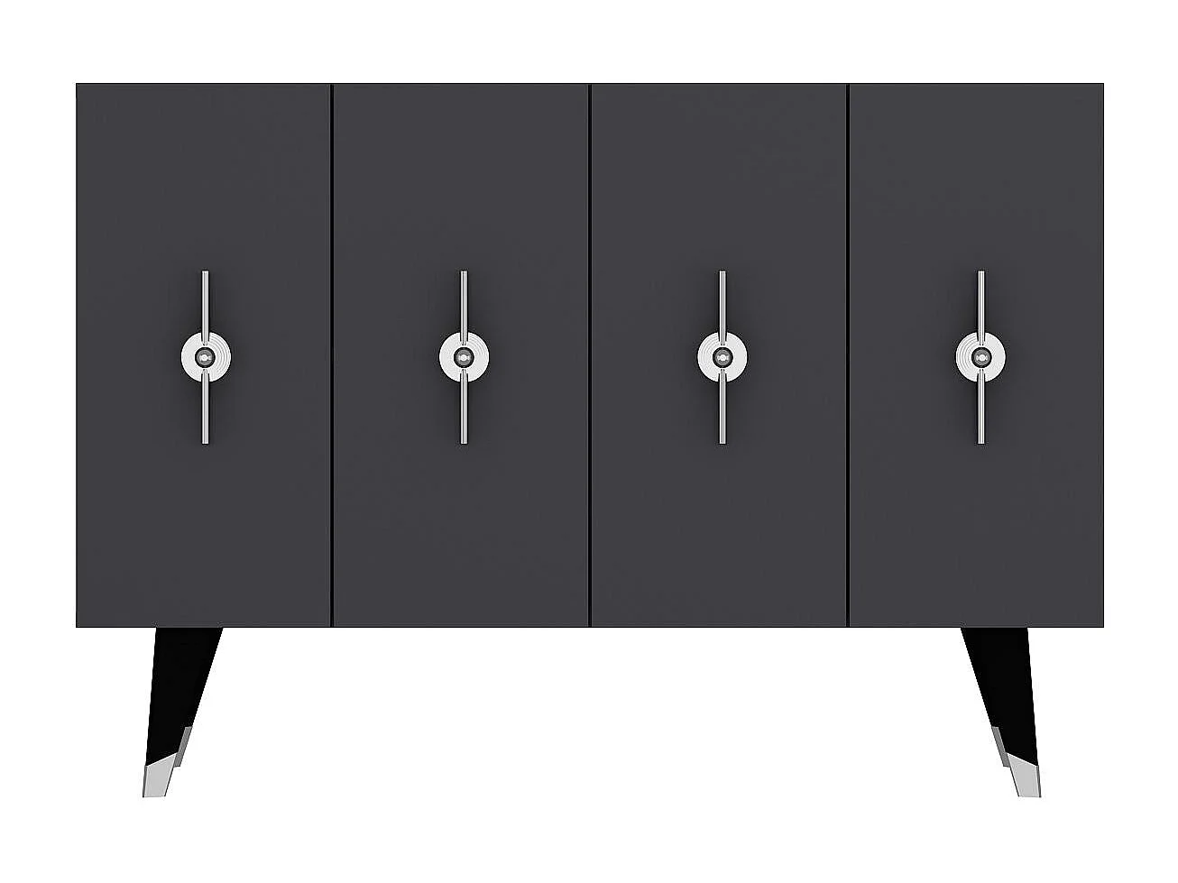 Dressoir – 120 cm x 80 cm x 29,6 cm – Zilver en antraciet – Melamine gecoat spaanplaat