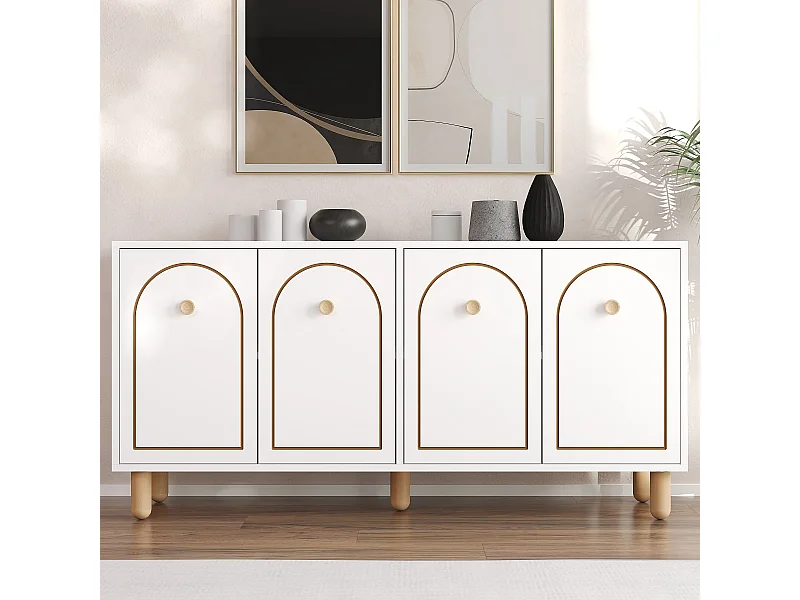 Komoda – 150 cm x 73 cm x 36 cm – Biała – Płyta wiórowa pokryta melaminą