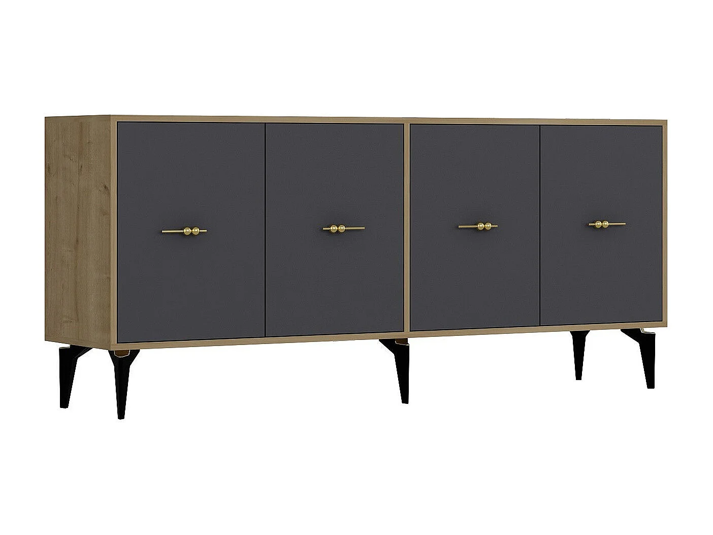 Komoda – 180 cm x 82,6 cm x 35 cm – Dąb szafirowy i antracyt – Płyta wiórowa