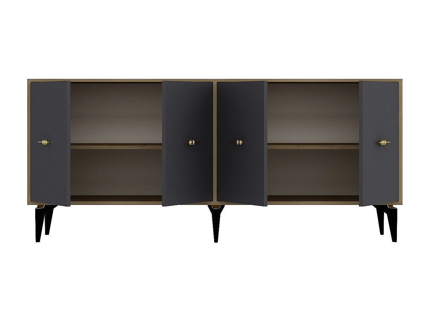 Komoda – 180 cm x 82,6 cm x 35 cm – Dąb szafirowy i antracyt – Płyta wiórowa