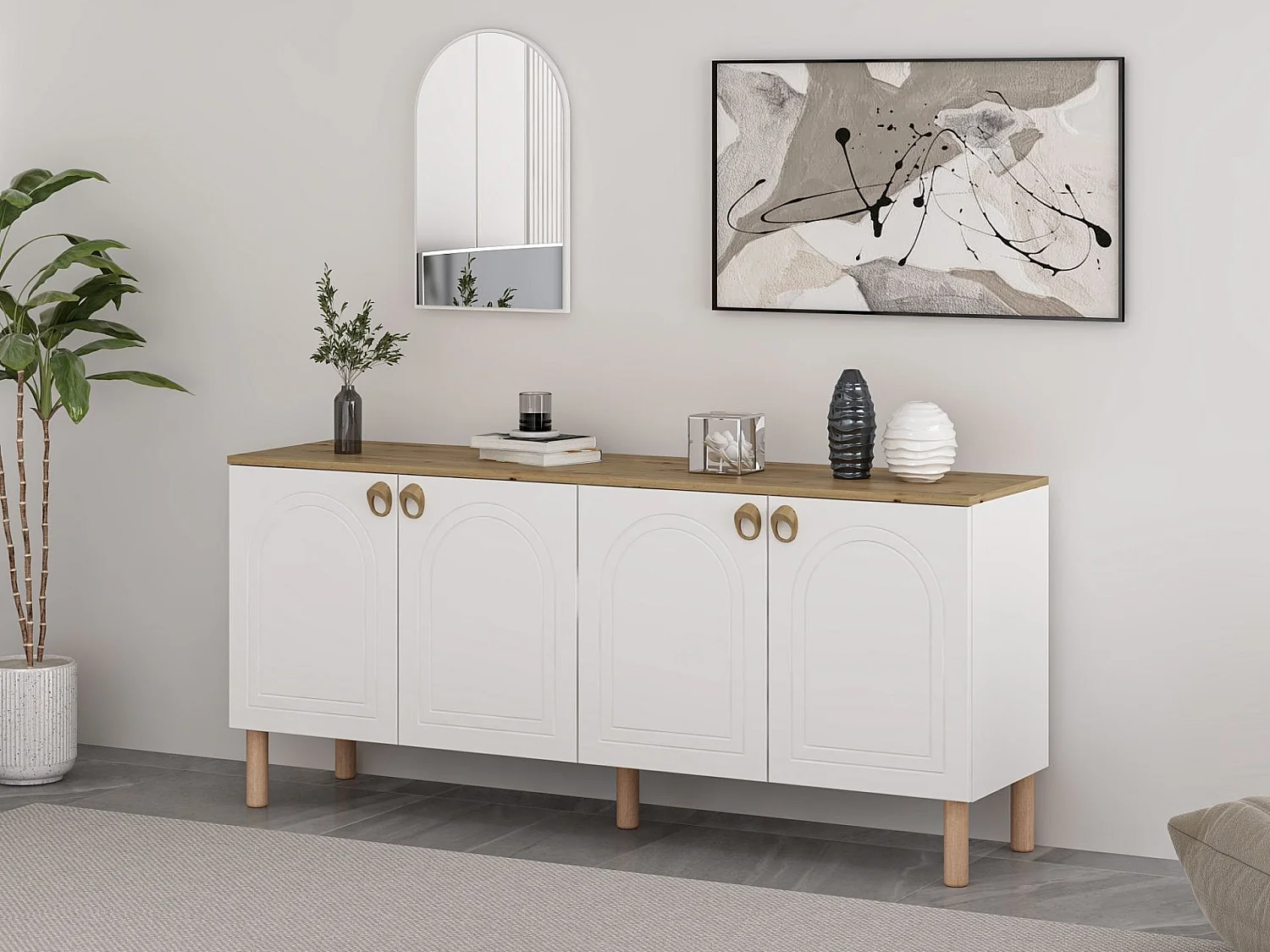 Weißes Lotus-Sideboard