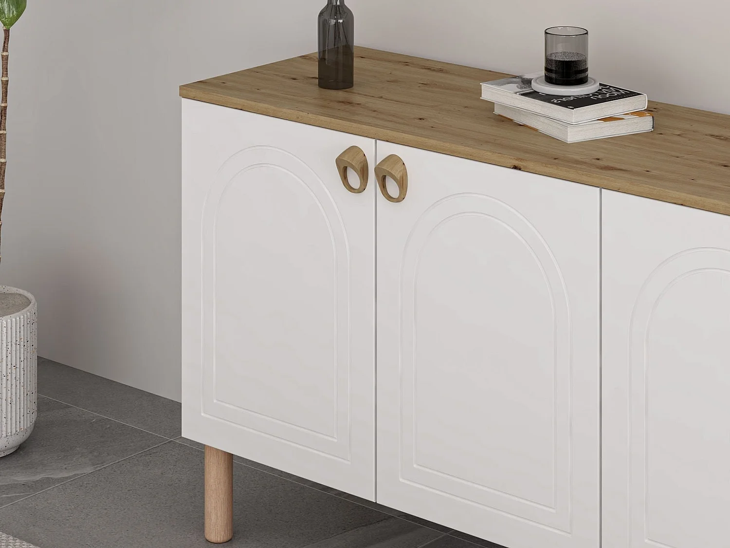 Weißes Lotus-Sideboard