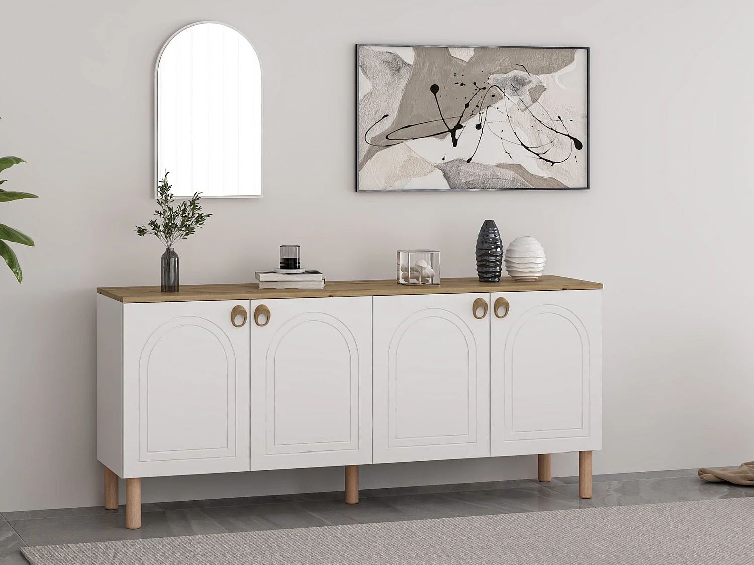 Weißes Lotus-Sideboard