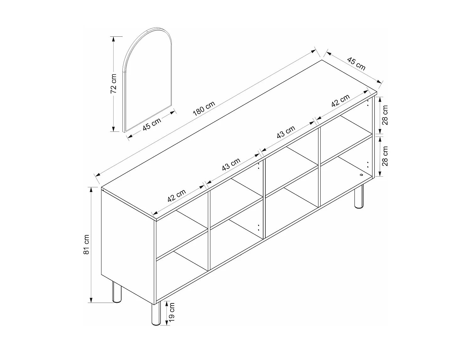 Weißes Lotus-Sideboard