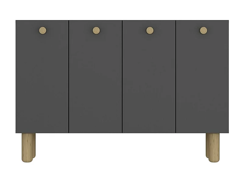 Buffet – 120 cm de large, 80 cm de haut, 29,6 cm de profondeur – Chêne anthracite et saphir – Aggloméré