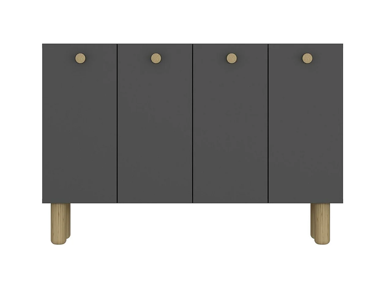 Buffet – 120 cm de large, 80 cm de haut, 29,6 cm de profondeur – Chêne anthracite et saphir – Aggloméré