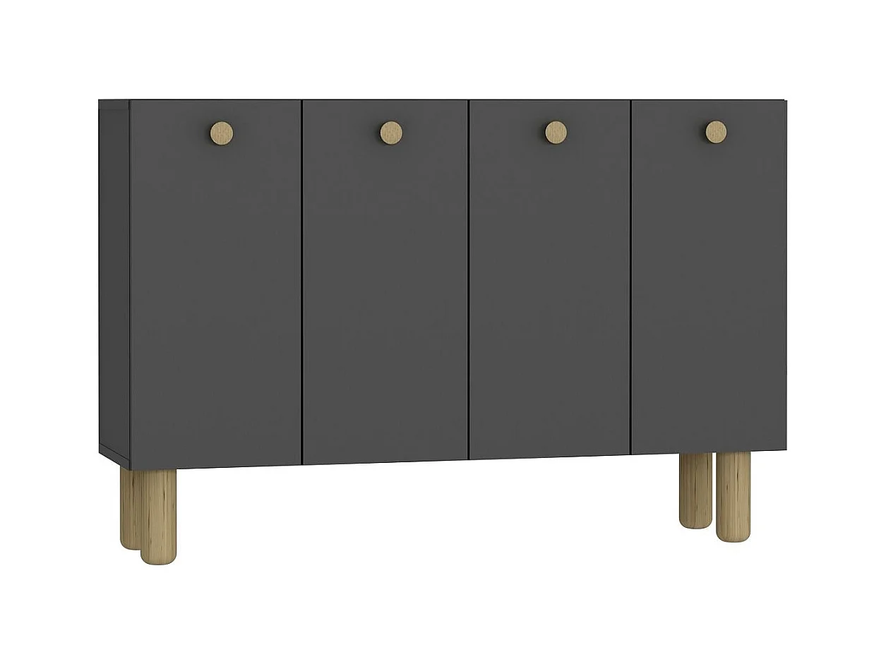 Buffet – 120 cm de large, 80 cm de haut, 29,6 cm de profondeur – Chêne anthracite et saphir – Aggloméré