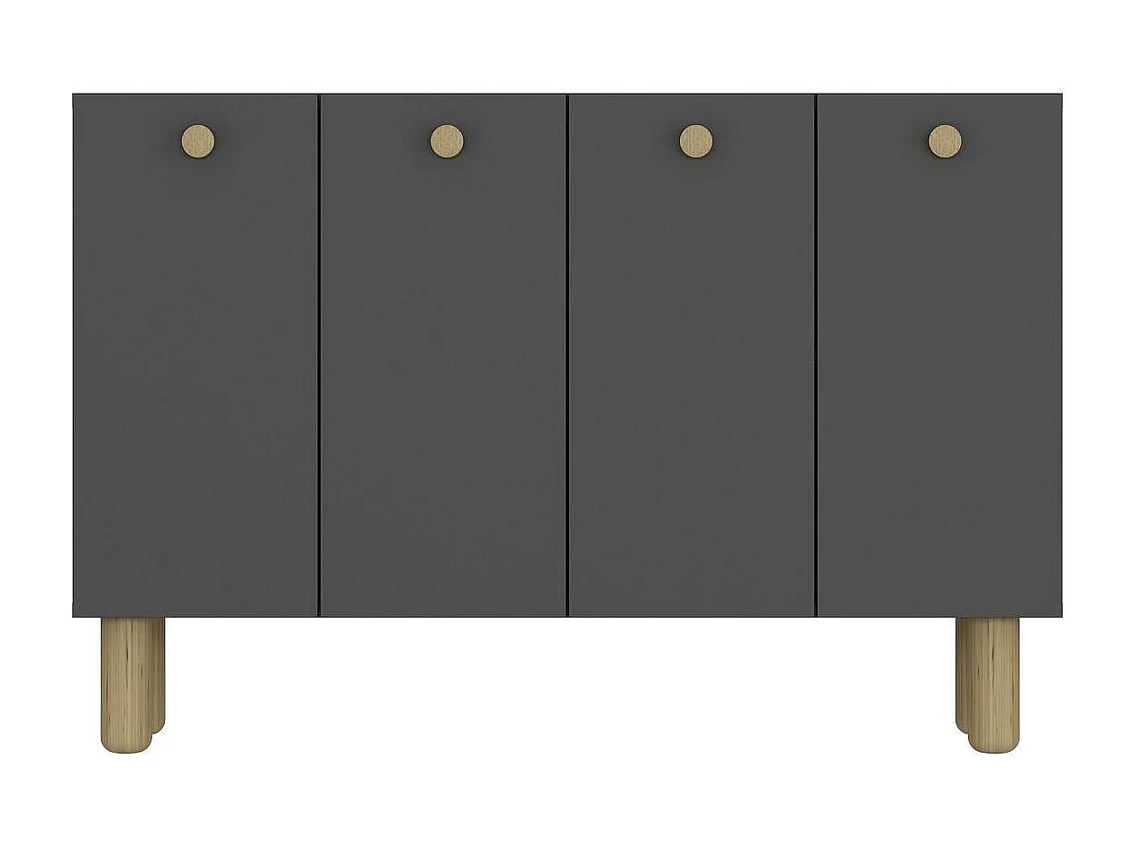 Buffet – 120 cm de large, 80 cm de haut, 29,6 cm de profondeur – Chêne anthracite et saphir – Aggloméré