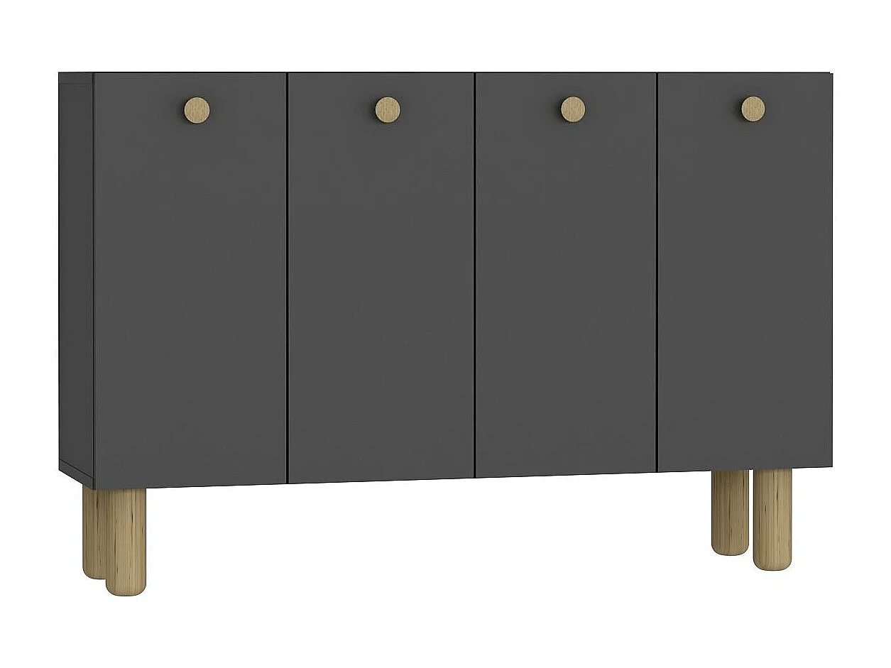 Aparador – 120cm largura, 80cm altura, 29,6cm profundidade – Antracite e Carvalho Safira – Aglomerado