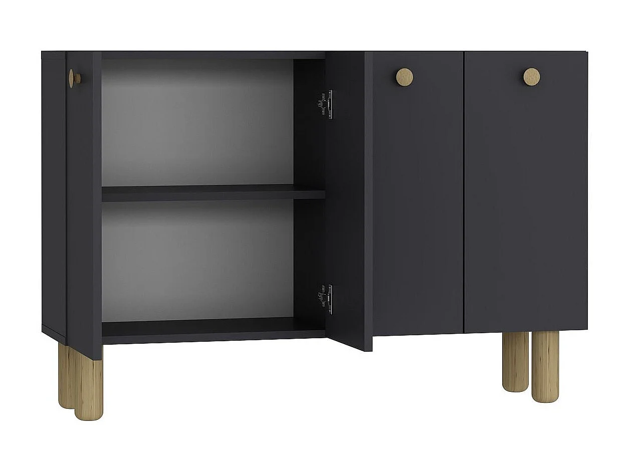 Aparador – 120cm largura, 80cm altura, 29,6cm profundidade – Antracite e Carvalho Safira – Aglomerado