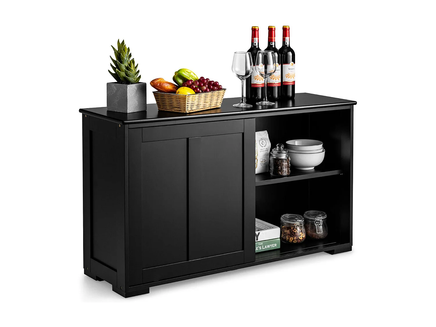 Houten dressoir – 107 x 33 x 60 cm – Zwart – MDF