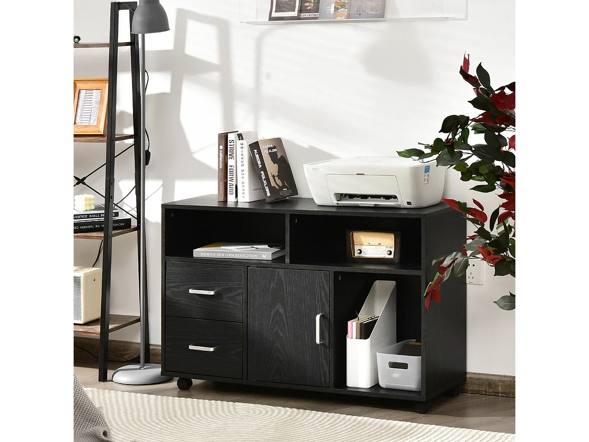 Dressoir met wielen – 100 x 35 x 65,5 cm – Zwart – MDF