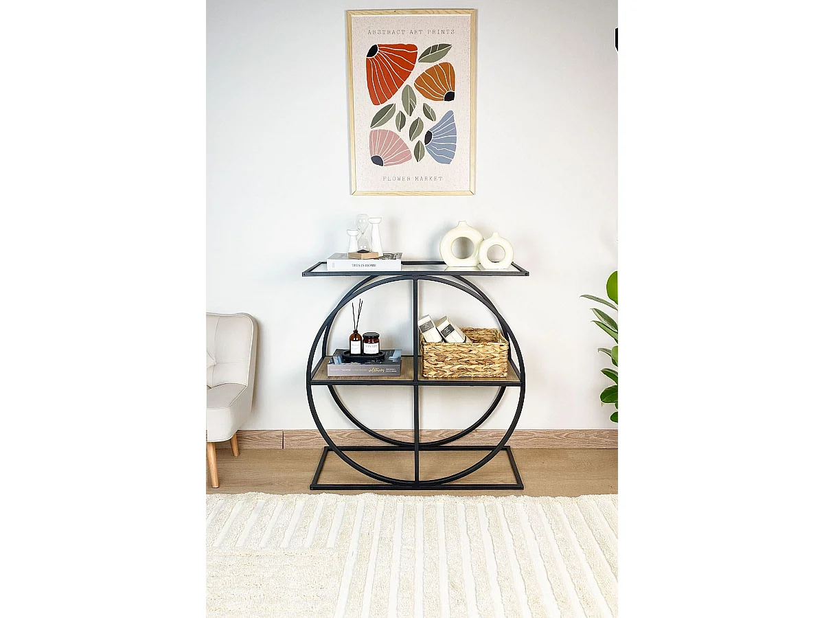 Aparador – 80cm x 83cm x 30cm – Pino Atlántico y Transparente – Aglomerado y Metal