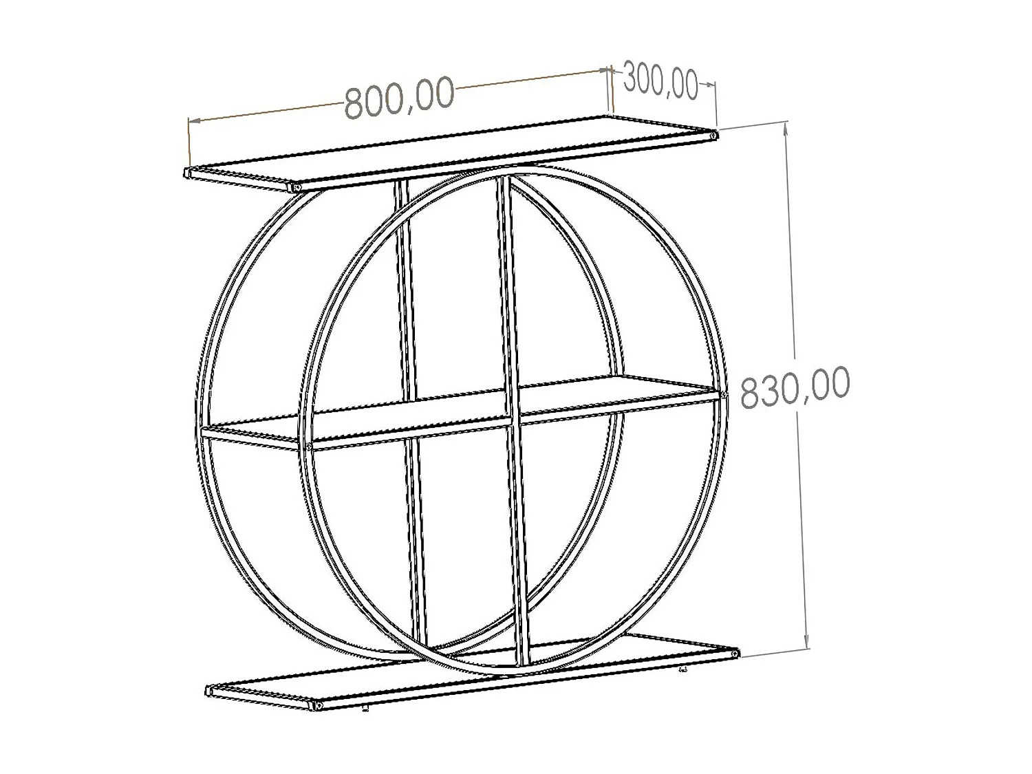 Aparador – 80cm x 83cm x 30cm – Pino Atlántico y Transparente – Aglomerado y Metal