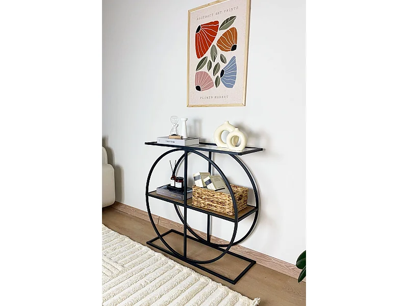 Aparador – 80cm x 83cm x 30cm – Pino Atlántico y Transparente – Aglomerado y Metal